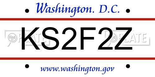KS2F2Z District Of Columbia License Plate