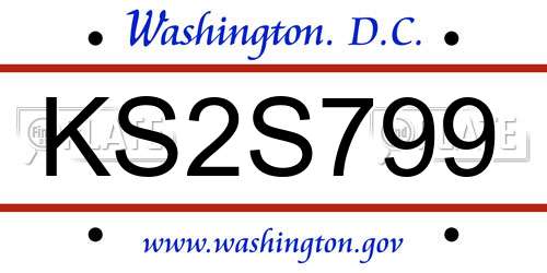 KS2S799 District Of Columbia License Plate