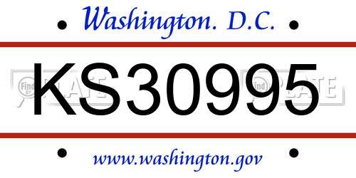 KS30995 District Of Columbia License Plate
