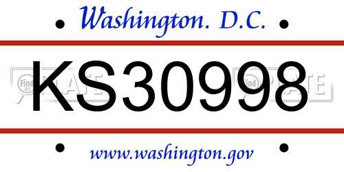 KS30998 District Of Columbia License Plate