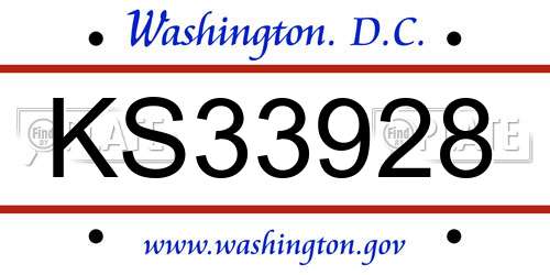 KS33928 District Of Columbia License Plate