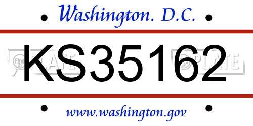 KS35162 District Of Columbia License Plate