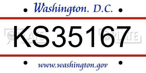 KS35167 District Of Columbia License Plate