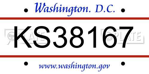 KS38167 District Of Columbia License Plate