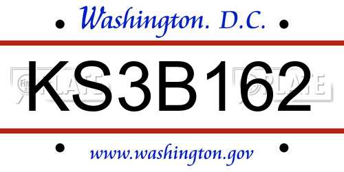 KS3B162 District Of Columbia License Plate