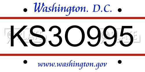 KS3O995 District Of Columbia License Plate