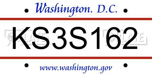 KS3S162 District Of Columbia License Plate
