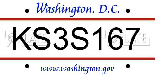 KS3S167 District Of Columbia License Plate