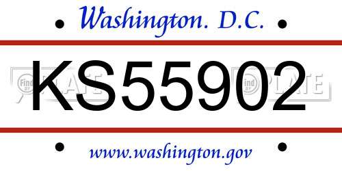 KS55902 District Of Columbia License Plate