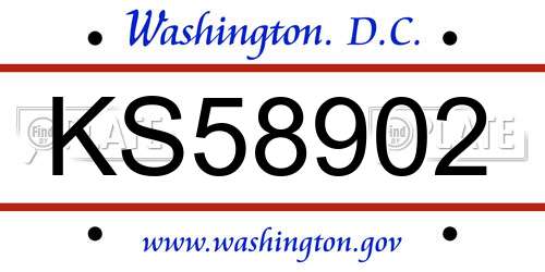 KS58902 District Of Columbia License Plate