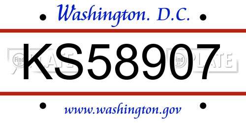 KS58907 District Of Columbia License Plate