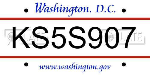 KS5S907 District Of Columbia License Plate