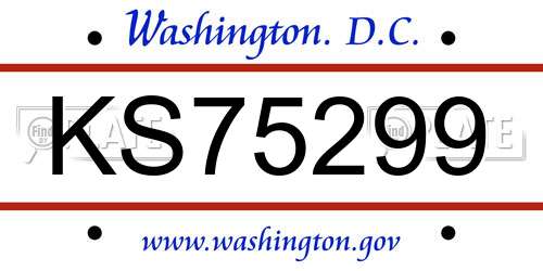 KS75299 District Of Columbia License Plate