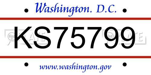 KS75799 District Of Columbia License Plate