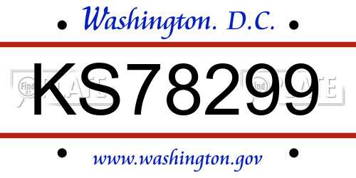 KS78299 District Of Columbia License Plate
