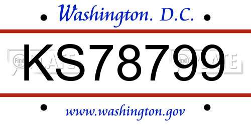 KS78799 District Of Columbia License Plate