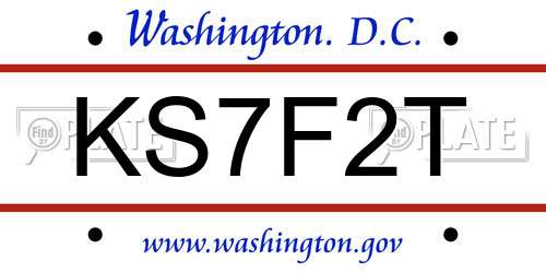 KS7F2T District Of Columbia License Plate