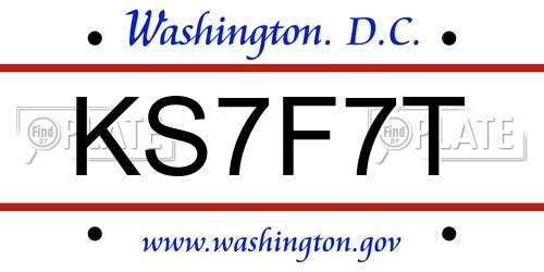 KS7F7T District Of Columbia License Plate