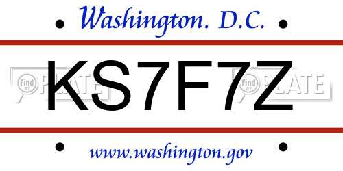 KS7F7Z District Of Columbia License Plate