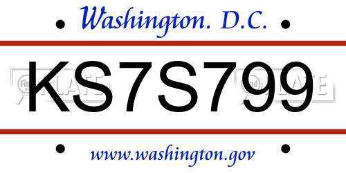 KS7S799 District Of Columbia License Plate