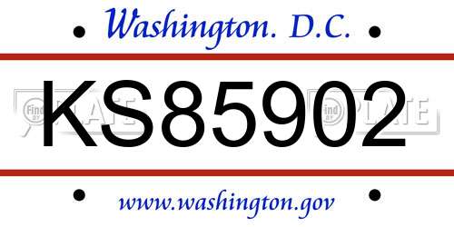 KS85902 District Of Columbia License Plate