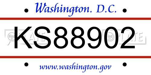 KS88902 District Of Columbia License Plate