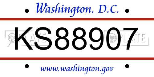 KS88907 District Of Columbia License Plate