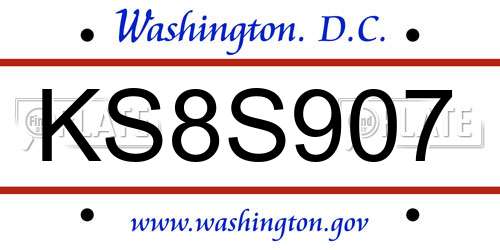 KS8S907 District Of Columbia License Plate