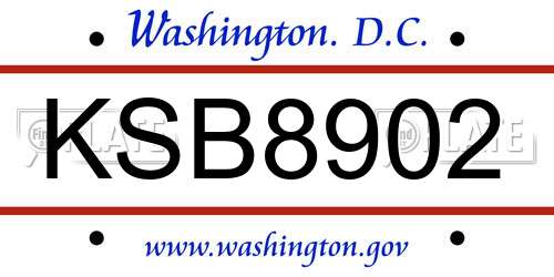 KSB8902 District Of Columbia License Plate