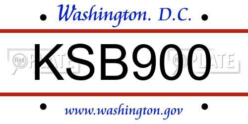 KSB900 District Of Columbia License Plate