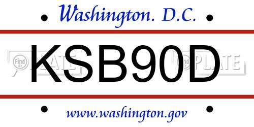 KSB90D District Of Columbia License Plate