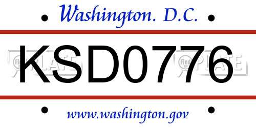 KSD0776 District Of Columbia License Plate