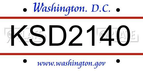 KSD2140 District Of Columbia License Plate