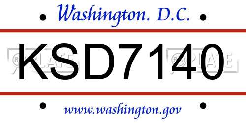 KSD7140 District Of Columbia License Plate
