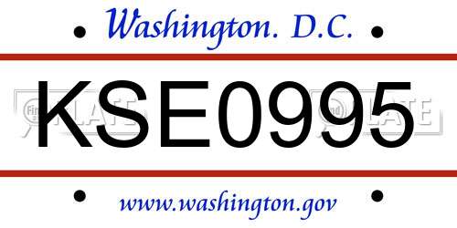 KSE0995 District Of Columbia License Plate
