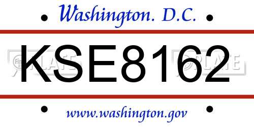 KSE8162 District Of Columbia License Plate