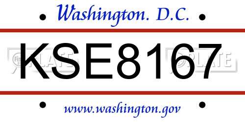 KSE8167 District Of Columbia License Plate