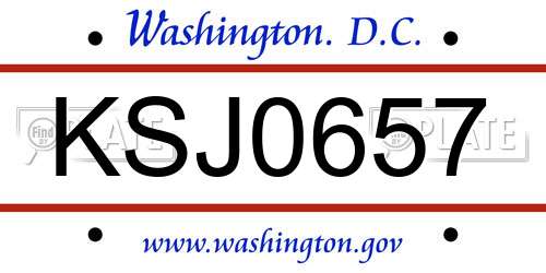KSJ0657 District Of Columbia License Plate