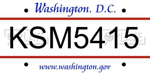 KSM5415 District Of Columbia License Plate