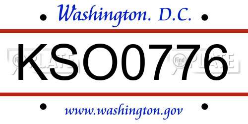 KSO0776 District Of Columbia License Plate