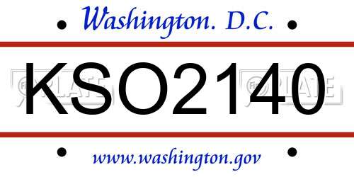 KSO2140 District Of Columbia License Plate