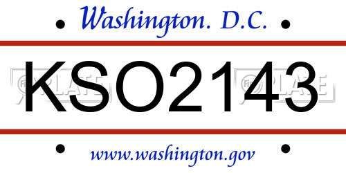 KSO2143 District Of Columbia License Plate
