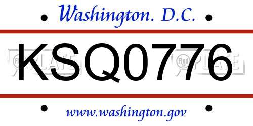 KSQ0776 District Of Columbia License Plate