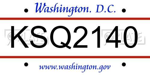 KSQ2140 District Of Columbia License Plate