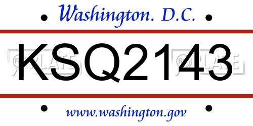 KSQ2143 District Of Columbia License Plate