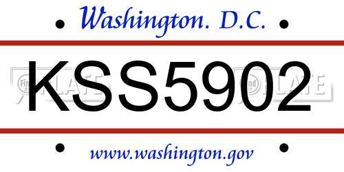 KSS5902 District Of Columbia License Plate
