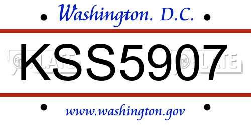 KSS5907 District Of Columbia License Plate