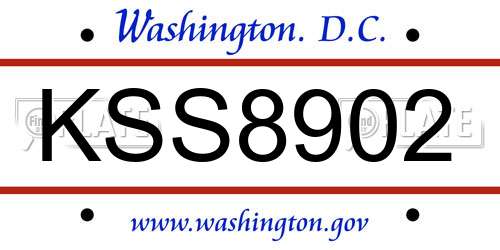 KSS8902 District Of Columbia License Plate