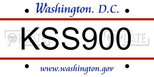 KSS900 District Of Columbia License Plate