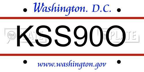 KSS90O District Of Columbia License Plate